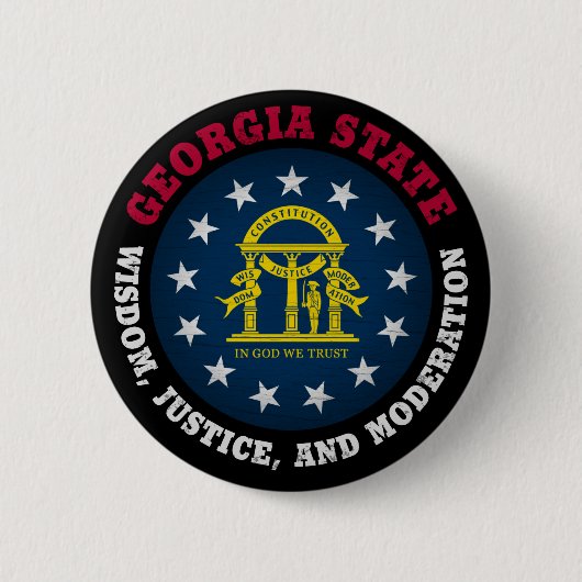 GEORGIA PEACH STATE FLAG RONDE BUTTON 5,7 CM (Voorkant)