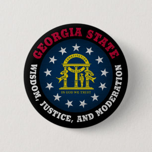 GEORGIA PEACH STATE FLAG RONDE BUTTON 5,7 CM