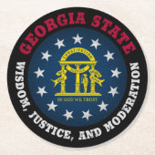 GEORGIA PEACH STATE FLAG RONDE KARTONNEN ONDERZETTER (Voorkant)