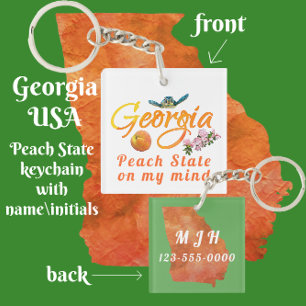 Georgia Peach state on My Mind Zee Turtle Azalea Sleutelhanger