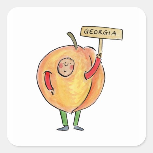 Georgia Peach Vierkante Sticker (Voorkant)