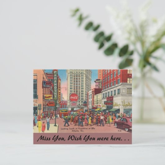 Georgia, Peachtree en Ellis Streets, Atlanta Briefkaart (Staand voorkant)
