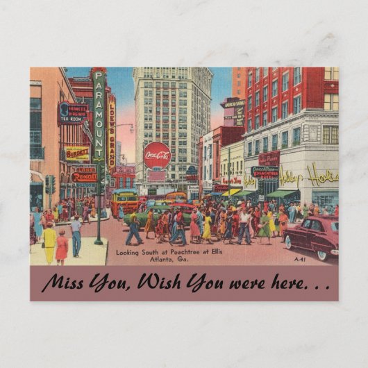 Georgia, Peachtree en Ellis Streets, Atlanta Briefkaart (Voorkant)