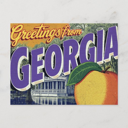 Georgia Perzik en Landhuis Briefkaart (Voorkant)