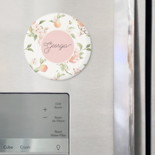 Georgia Perzik Hart Fruit Bloem Roze Cirkel Magneet (Insitu (Koelkast))