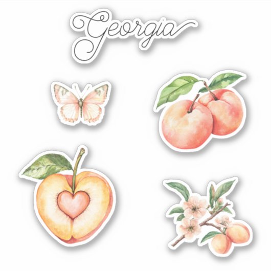 Georgia Perzik Hart Fruit Sticker (Voorkant)