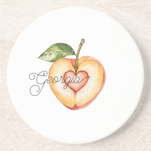 Georgia Perzik Hart Fruit Zandsteen Onderzetter (Voorkant)