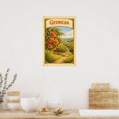 Georgia Perzikboomgaard Retro Poster (Keuken)