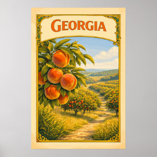 Georgia Perzikboomgaard Retro Poster