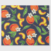 Georgia perziken & bladeren cadeaupapier (Vlak)