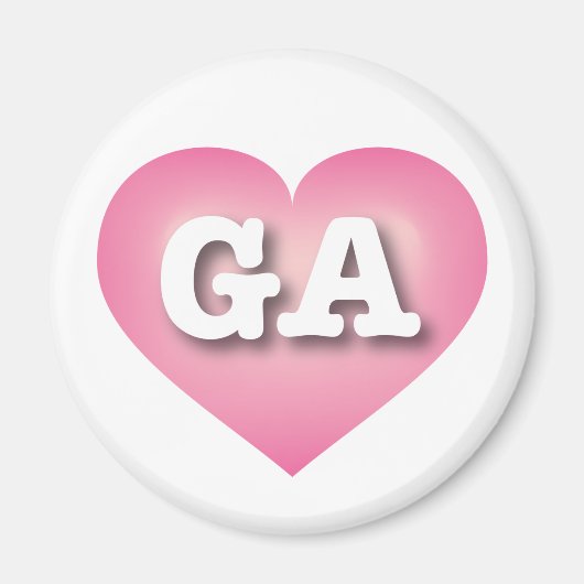 Georgia Pink Fade Heart - Ik hou van GA Magneet (Voorkant)