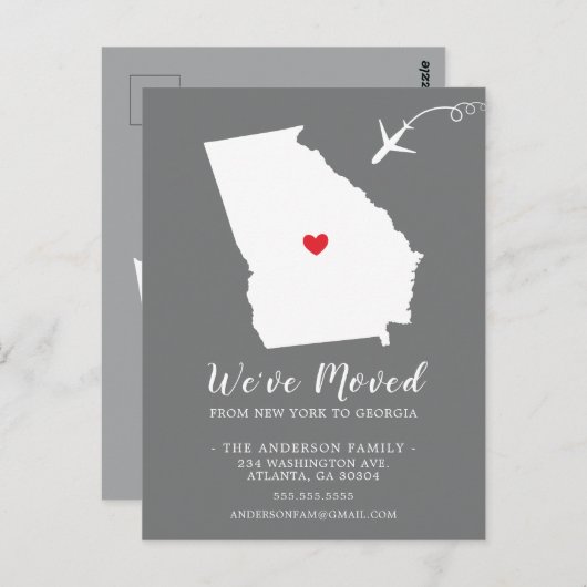 GeORGIA-postkaart van de staat die de aankondiging Briefkaart (Voorkant / Achterkant)