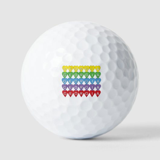 Georgia Rainbow Hearts Pattern Golfballen (Voorkant)