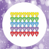 Georgia Rainbow Hearts Pattern Ronde Sticker