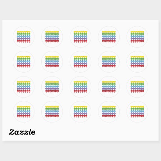 Georgia Rainbow Hearts Pattern Ronde Sticker (Vel)