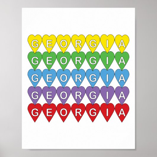 Georgia Rainbow Hearts Poster (Voorkant)