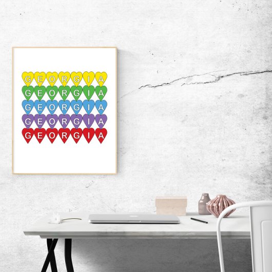 Georgia Rainbow Hearts Poster