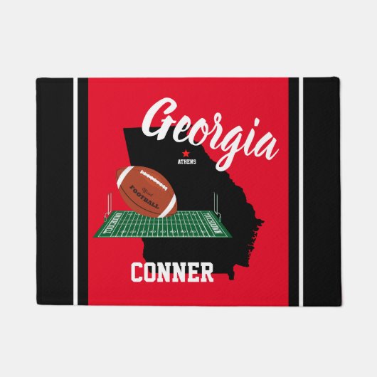 Georgia Red en Black Football Deurmat (Voorkant)