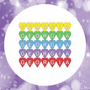 Georgia Regenboog Hartjes Patroon Ronde Sticker