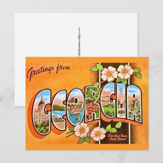 Georgia Retro Ansichtkaart Briefkaart (Voorkant / Achterkant)
