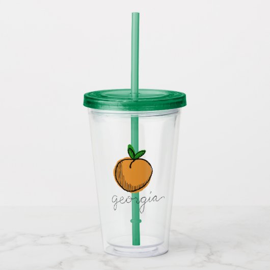 Georgia Retro Peach Acryl Drinkbeker (Voorkant)
