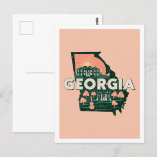 Georgia Retro Travel Design Iconische Verenigde St Briefkaart