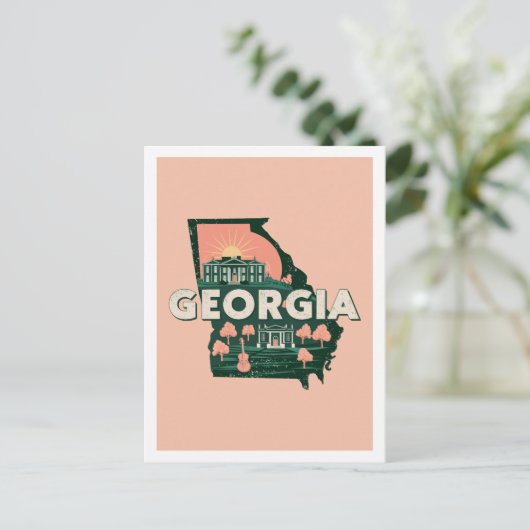 Georgia Retro Travel Design Iconische Verenigde St Briefkaart (Staand voorkant)