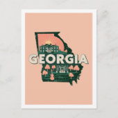Georgia Retro Travel Design Iconische Verenigde St Briefkaart (Voorkant)