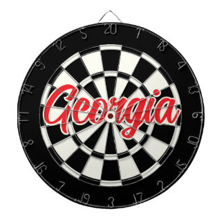 Georgia Rode tekst Zwart-wit Retro Dartbord