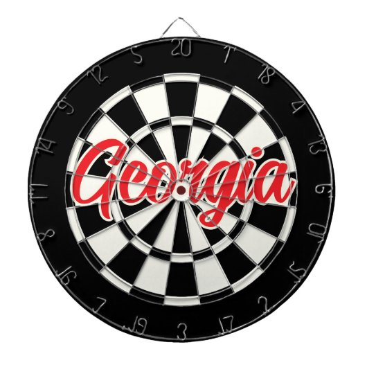 Georgia Rode tekst Zwart-wit Retro Dartbord (Voorkant)