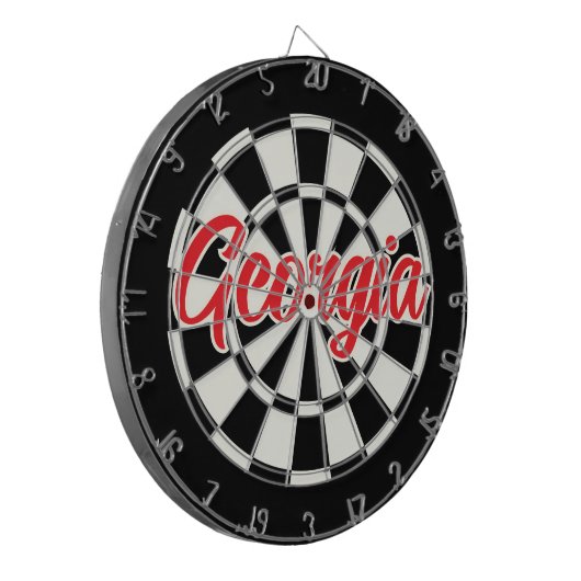 Georgia Rode tekst Zwart-wit Retro Dartbord (Voorkant Links)
