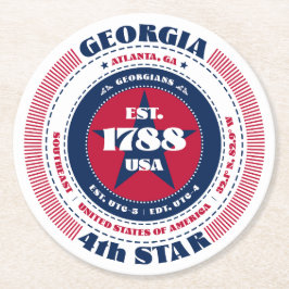 Georgia Rood Wit Blauw Typografie Ronde Kartonnen Onderzetter