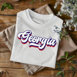 Georgia Rood Wit en Blauw Vintage Script T-Shirt