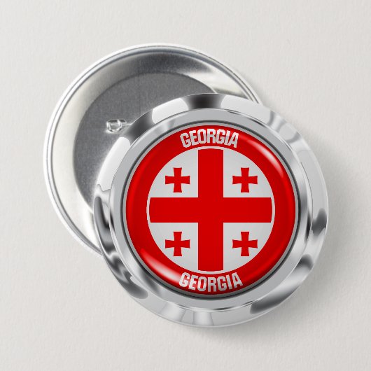 Georgia Round Emblem Ronde Button 7,6 Cm (Voorkant /achterkant)