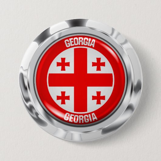 Georgia Round Emblem Ronde Button 7,6 Cm (Voorkant)