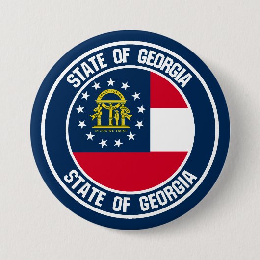 Georgia Round Emblem Ronde Button 7,6 Cm (Voorkant)
