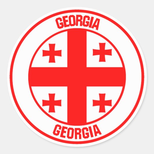 Georgia Round Emblem Ronde Sticker (Voorkant)