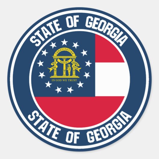 Georgia Round Emblem Ronde Sticker (Voorkant)