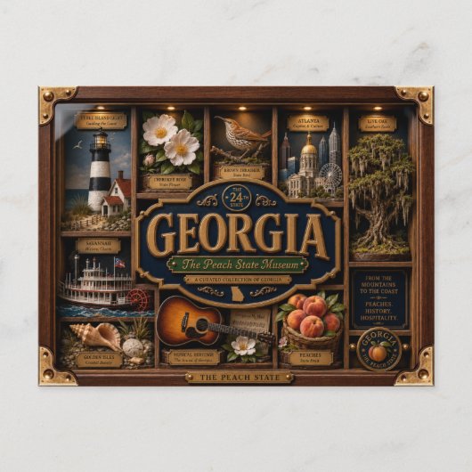 Georgia-schaduwdoos 3D figuur staat Briefkaart (Voorkant)