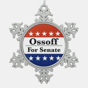 Georgia-senator Jon Ossoff herkozen in 2026 Tin Sneeuwvlok Ornament