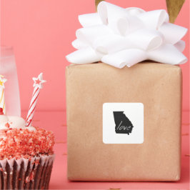 Georgia Shaped Chalkboard Georgian Peach Love Vierkante Sticker