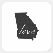 Georgia Shaped Chalkboard Georgian Peach Love Vierkante Sticker (Voorkant)