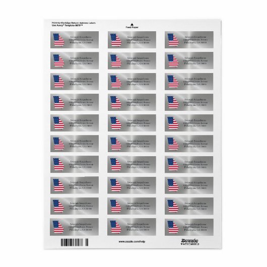 Georgia Silver American Flag Patriotic Etiket (Full Sheet)