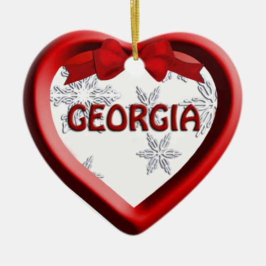 Georgia Snowflake Heart-kerstversiering Keramisch Ornament (Voorkant)