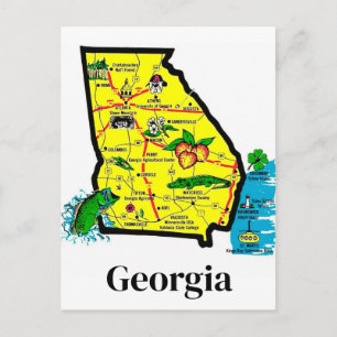 Georgia Staatskaart Ansichtkaart Briefkaart