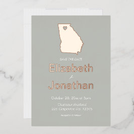 Georgia Staatskaart Save The Date Rose Goud  Folie Uitnodiging