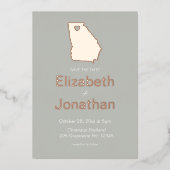 Georgia Staatskaart Save The Date Rose Goud  Folie Uitnodiging (Voorkant)