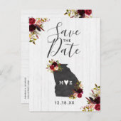 Georgia State Bestemming Rustic Save the Date Aankondigingskaart (Voorkant / Achterkant)