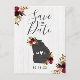 Georgia State Bestemming Rustic Save the Date Aankondigingskaart