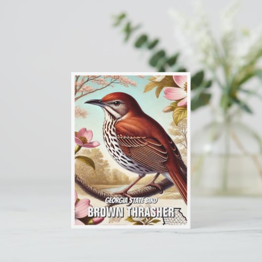 Georgia State Bird Brown Thrasher Briefkaart (Staand voorkant)